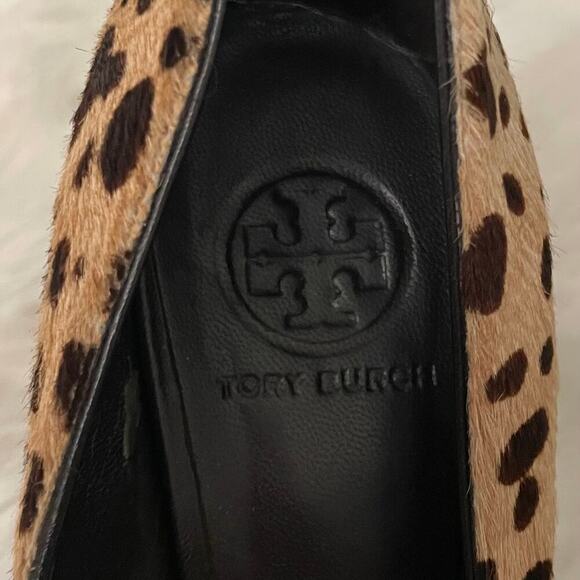 Tory Burch Heels Womens 7.5 Tan Black Leather Animal Print Cheetah‎ Calf Hair - Picture 12 of 14
